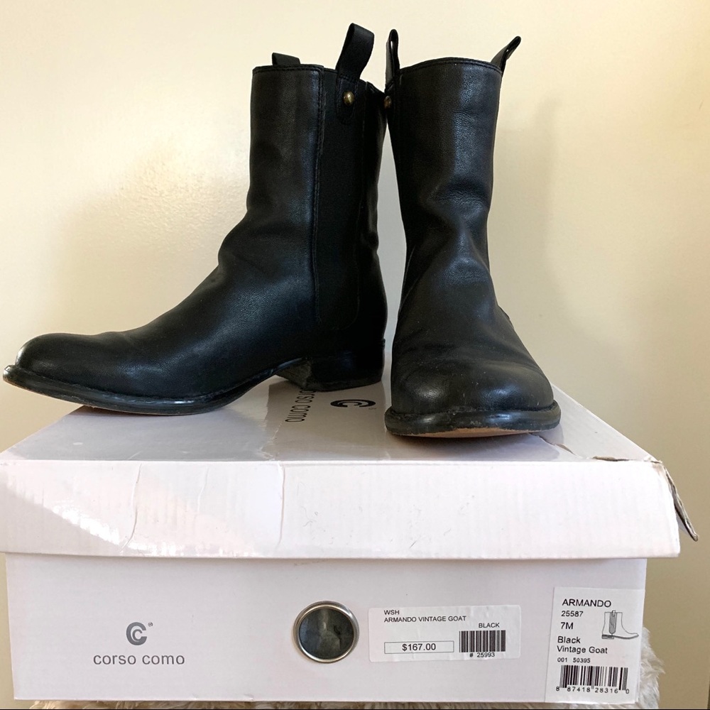 “Armando” black goat leather Corso Como boots